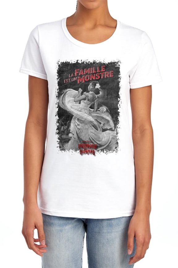 Popfunk Interview with The Vampire La Famille Mono Poster Women's T Shirt, White, 2X-Large