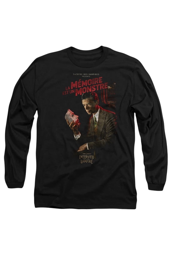 Popfunk Interview with The Vampire La Memoire Poster Unisex Adult Long-Sleeve T Shirt, Black, Medium