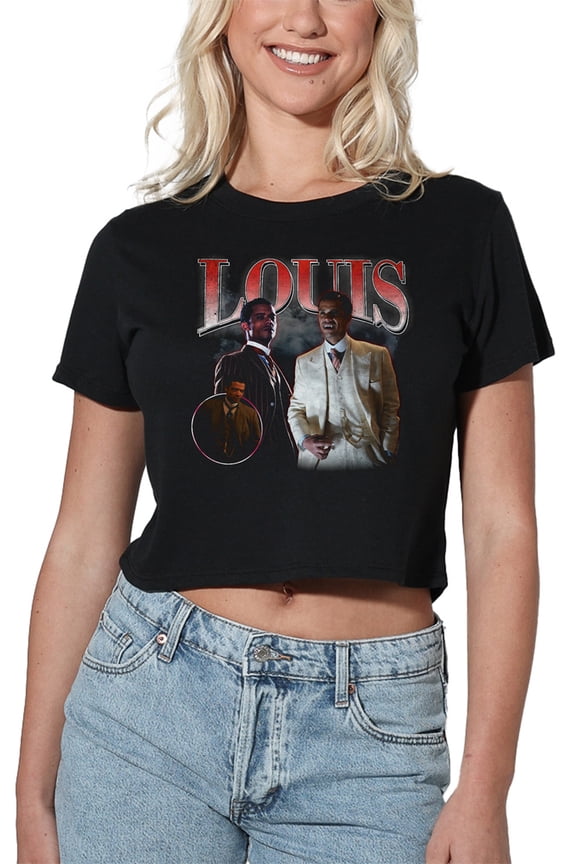 Popfunk Interview with The Vampire Louis Homage Women's Crop Top T-Shirt, Black, Medium