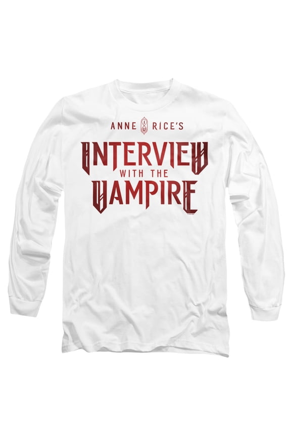 Popfunk Interview with The Vampire Red Logo Unisex Adult Long-Sleeve T Shirt, White, Large