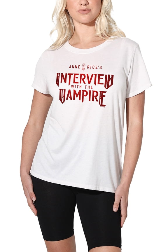 Popfunk Interview with The Vampire Red Logo Women's Loose T-Shirt, White, Small