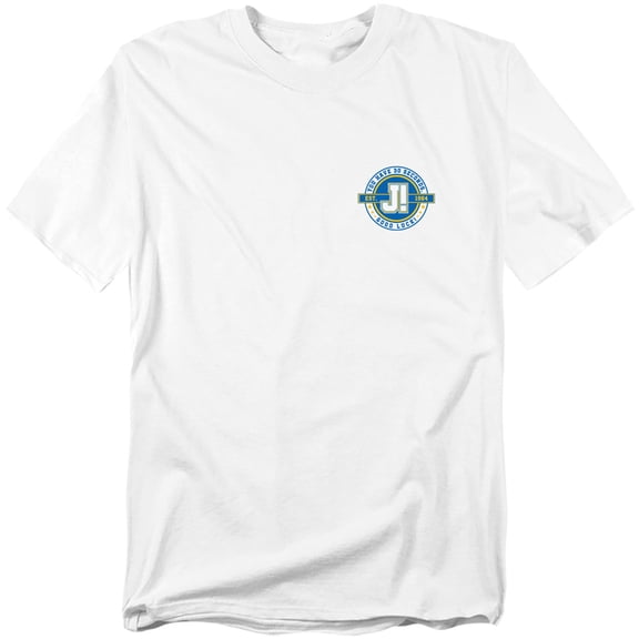 Popfunk Jeopardy 30 Second Varsity LC Unisex Adult T Shirt, White, Small