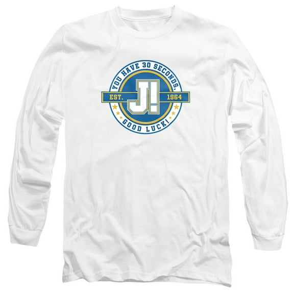 Popfunk Jeopardy 30 Second Varsity Unisex Adult Long-Sleeve T Shirt, White, X-Large