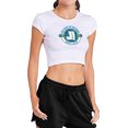 thumbnail image 1 of Popfunk Jeopardy 30 Second Varsity Women's Cap Sleeve Baby Rib Crop Top, White, Large, 1 of 5