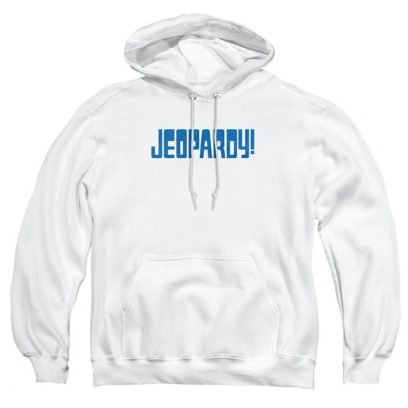 Popfunk Jeopardy Blue Logo Adult Pull-Over Hoodie, White, Large