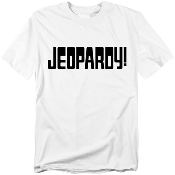 Popfunk Jeopardy Dark Logo Unisex Adult T Shirt, White, 2X-Large