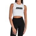 thumbnail image 1 of Popfunk Jeopardy Dark Logo Women's Sleeveless Crop Top Tank, White, X-Large, 1 of 5