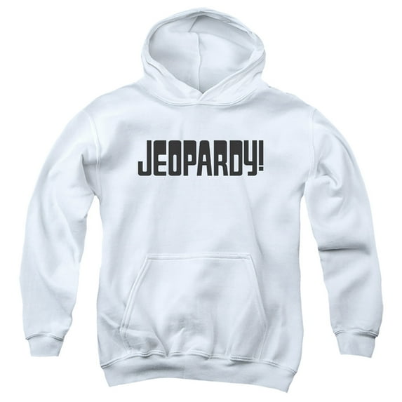 Popfunk Jeopardy Dark Logo Youth Kids Boy/Girls Pull-Over Hoodie, White, X-Large
