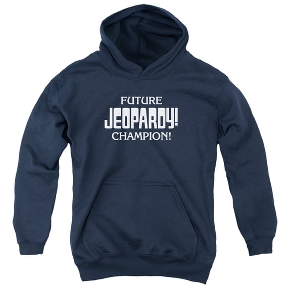 Popfunk Jeopardy Future Champion Youth Kids Boy/Girls Pull-Over Hoodie, Navy, Medium