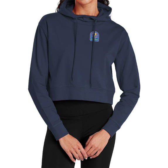 Popfunk Jeopardy Galaxy Women's Cropped Hoodie Pullover Sweatshirt, Navy, X-Small