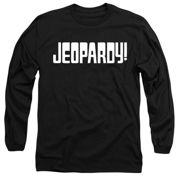 Popfunk Jeopardy Light Logo Unisex Adult Long-Sleeve T Shirt, Black, Large