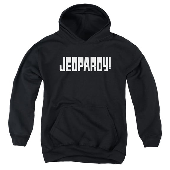 Popfunk Jeopardy Light Logo Youth Kids Boy/Girls Pull-Over Hoodie, Black, Medium