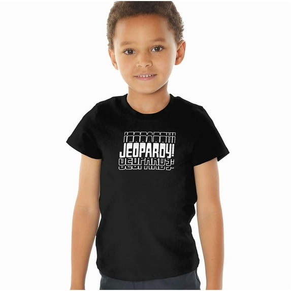 Popfunk Jeopardy Multiple Logo Kids T Shirt (4) for Toddler Boys and Girls, Black