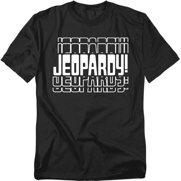 Popfunk Jeopardy Multiple Logo Unisex Adult T Shirt, Black, X-Large