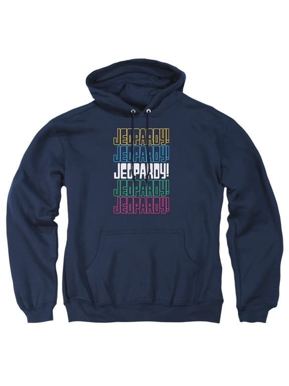 Popfunk Jeopardy Repeat Logo Adult Pull-Over Hoodie, Navy, Large