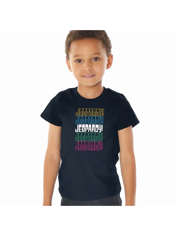 Popfunk Jeopardy Repeat Logo Kids T Shirt (3) for Toddler Boys and Girls, Navy