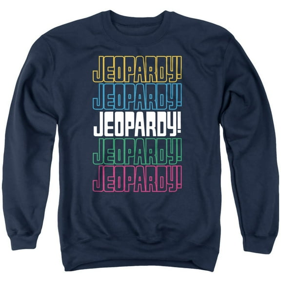 Popfunk Jeopardy Repeat Logo Unisex Adult Crewneck Sweatshirt, Navy, 4X-Large