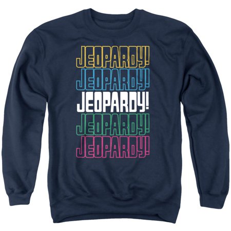 Popfunk Jeopardy Repeat Logo Unisex Adult Crewneck Sweatshirt, Navy, X-Large