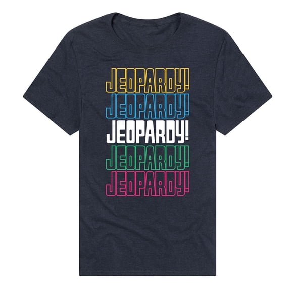 Popfunk Jeopardy Repeat Logo Unisex Adult Heathered Premium T Shirt (3X-Large) Navy