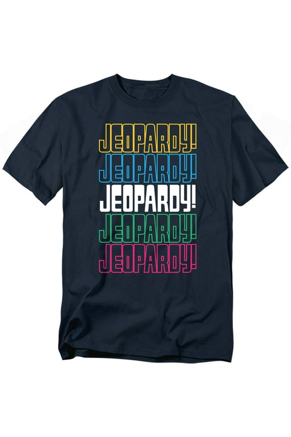 Popfunk Jeopardy Repeat Logo Unisex Adult T Shirt, Navy, X-Large