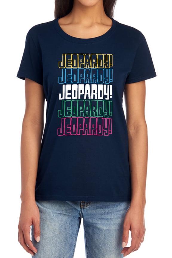 Popfunk Jeopardy Repeat Logo Women's T Shirt, Navy, X-Large