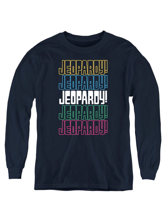 Popfunk Jeopardy Repeat Logo Youth Long Sleeve T Shirt, Navy, Small