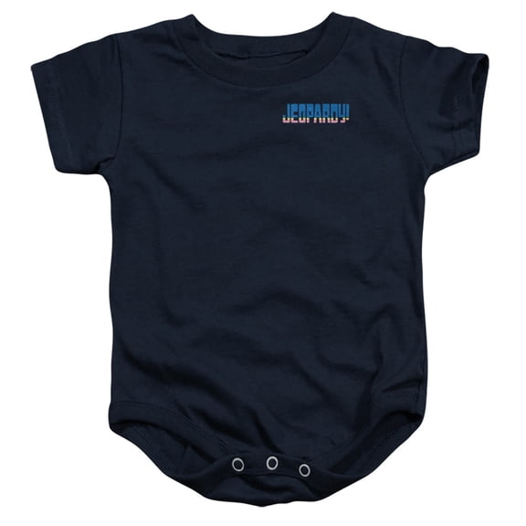 Popfunk Jeopardy Striped Logo Unisex Infant Snap Suit for Baby, Navy, Medium