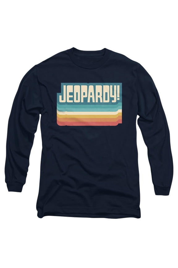Popfunk Jeopardy Vintage Jeopardy Unisex Adult Long-Sleeve T Shirt, Navy, 3X-Large