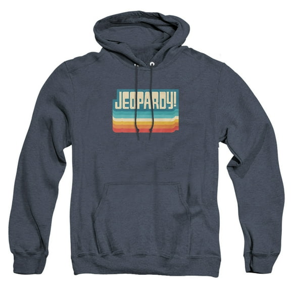 Popfunk Jeopardy Vintage Jeopardy Unisex Adult Pull-Over Heather Hoodie, Navy Heather, 2X-Large
