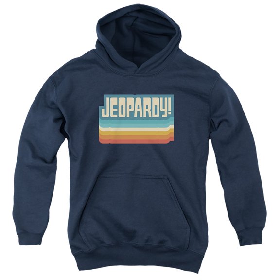 Popfunk Jeopardy Vintage Jeopardy Youth Kids Boy/Girls Pull-Over Hoodie, Navy, Small