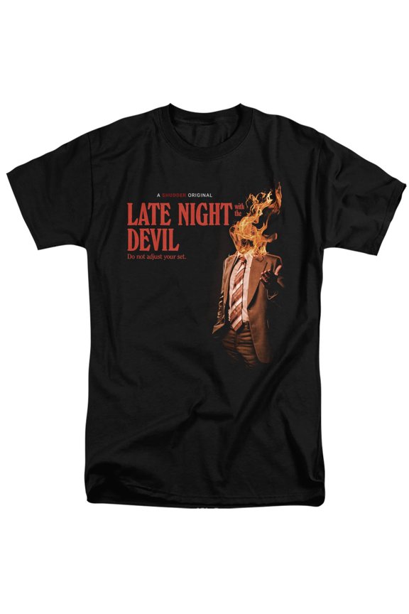 Popfunk Late Night with the Devil Fire Unisex Adult Tall T Shirt (3X-Large) Black