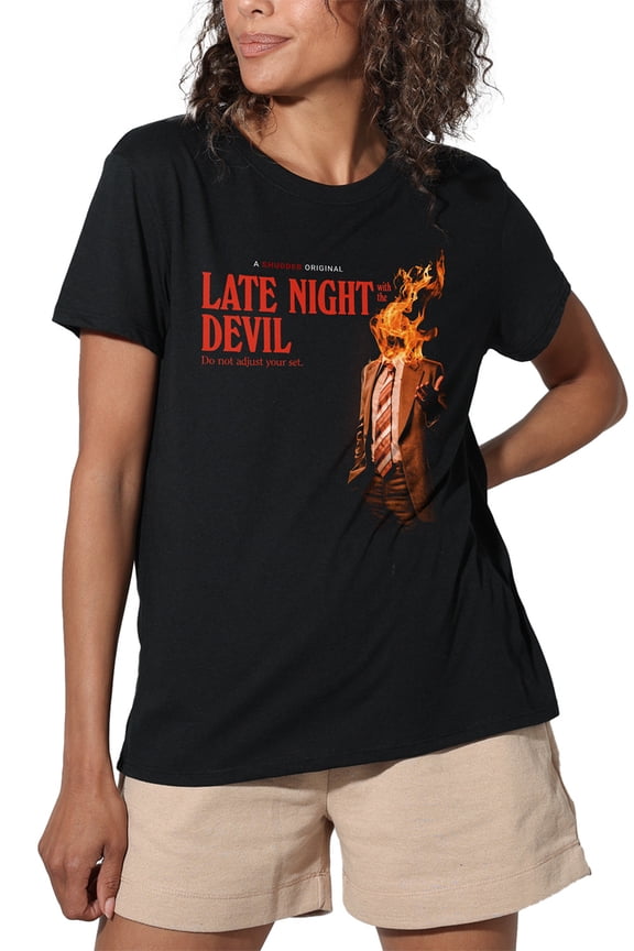 Popfunk Late Night with the Devil Fire Women's Loose T-Shirt, Black, 2X-Large