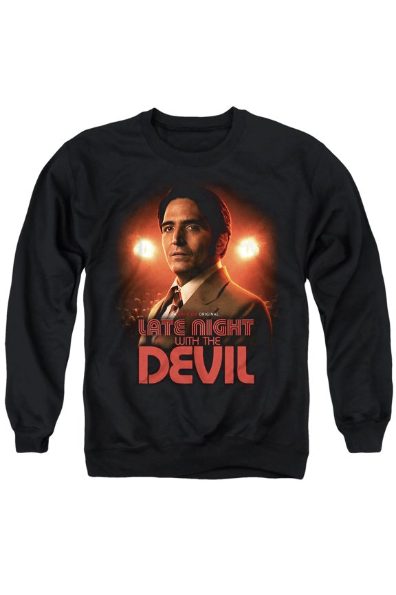 Popfunk Late Night with the Devil Portrait Unisex Adult Crewneck Sweatshirt, Black, Medium