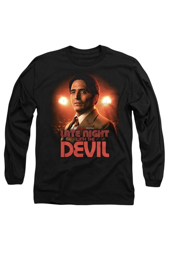 Popfunk Late Night with the Devil Portrait Unisex Adult Long-Sleeve T Shirt, Black, X-Large