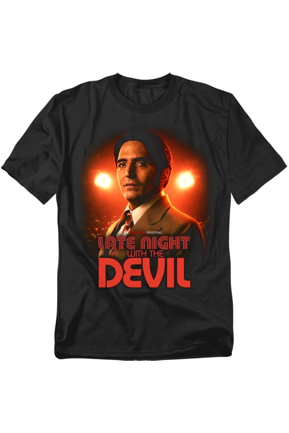 Popfunk Late Night with the Devil Portrait Unisex Adult T Shirt, Black, Medium