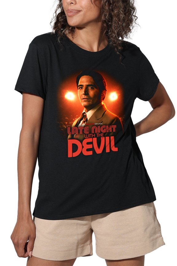 Popfunk Late Night with the Devil Portrait Women's Loose T-Shirt, Black, Small