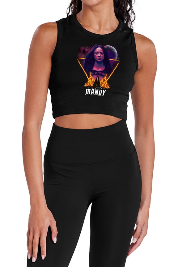 Popfunk Mandy Burning Triangle Women's Sleeveless Crop Top Tank, Black, Medium