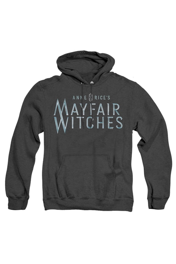 Popfunk Mayfair Witches Blue Logo Unisex Adult Pull-Over Heather Hoodie, Black Heather, Medium