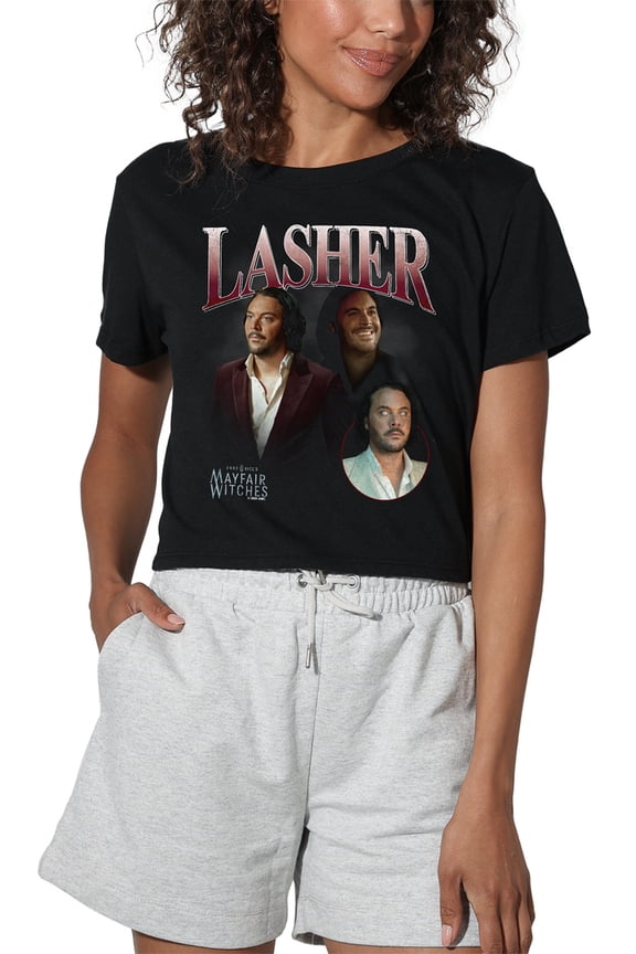 Popfunk Mayfair Witches Lasher Bootleg Women's Crop Top T-Shirt, Black, Medium