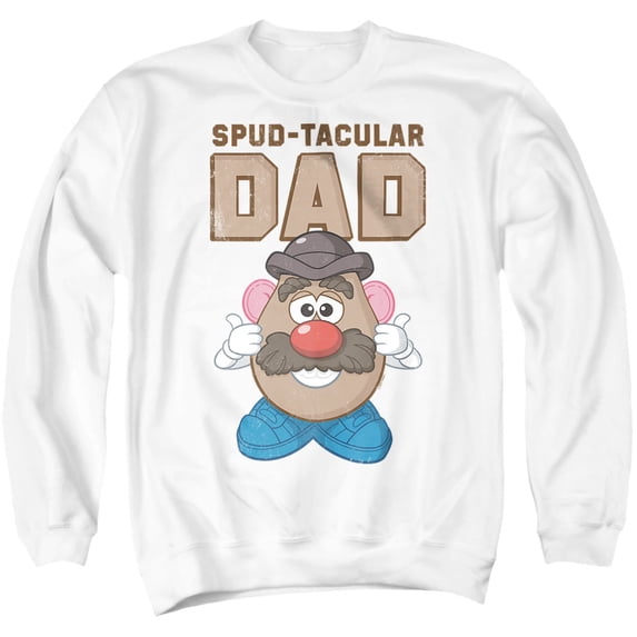 Popfunk Mr. Potato Head Father's Day Spudtacular Dad Unisex Adult Crewneck Sweatshirt, White, Large