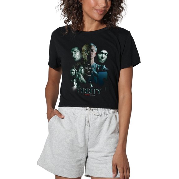 Popfunk Oddity Floating Heads Women's Crop Top T-Shirt, Black, Small