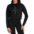 thumbnail image 1 of Popfunk Oddity Key Art Women's Cropped Hoodie Pullover Sweatshirt, Black, Small, 1 of 5