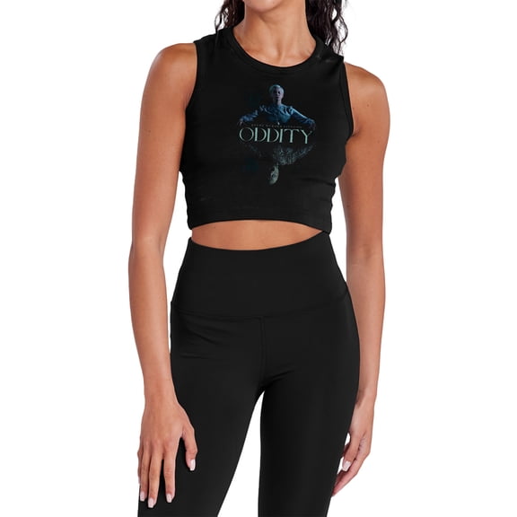 Popfunk Oddity Key Art Women's Sleeveless Crop Top Tank, Black, Medium