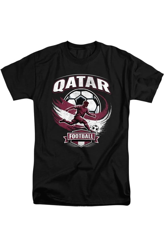 Popfunk Qatar Vintage Soccer Player Football Graphic National Colors Unisex Adult Tall T Shirt