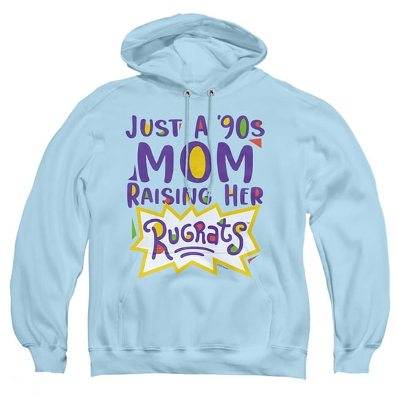 Popfunk Rugrats Mother's Day Just a 90's Mom Adult Pull-Over Hoodie, Light Blue, X-Large