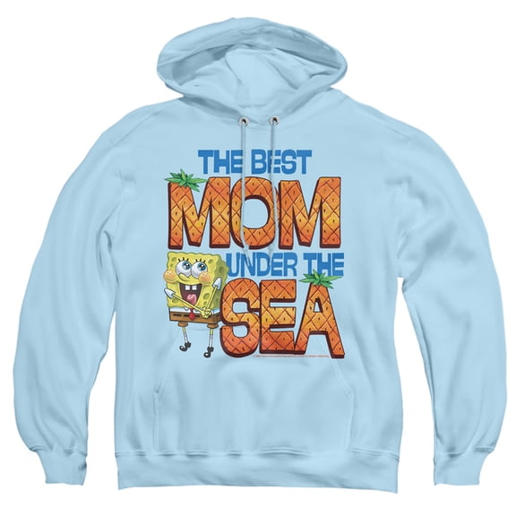 Popfunk SpongeBob SquarePants Mother's Day Best Mom Under the Sea Adult Pull-Over Hoodie, Light Blue, X-Large