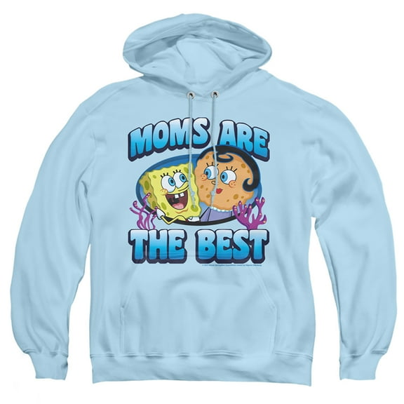 Popfunk SpongeBob SquarePants Mother's Day Moms are the Best Adult Pull-Over Hoodie, Light Blue, Large