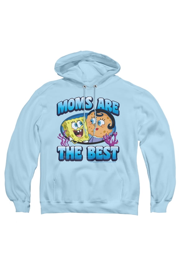 Popfunk SpongeBob SquarePants Mother's Day Moms are the Best Adult Pull-Over Hoodie, Light Blue, Large