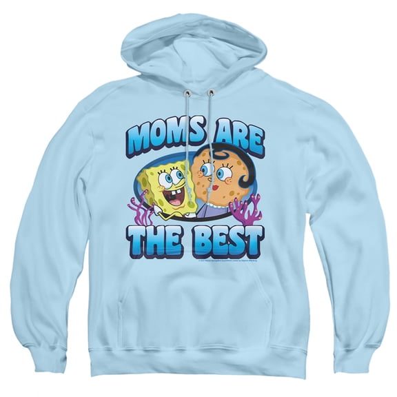 Popfunk SpongeBob SquarePants Mother's Day Moms are the Best Adult Pull-Over Hoodie, Light Blue, Small