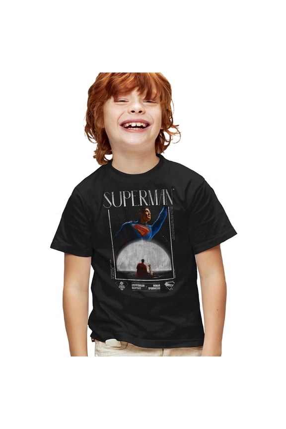 Popfunk Superman (2025) Movie Poster Kids T Shirt for Youth Boys and Girls, Black, X-Small